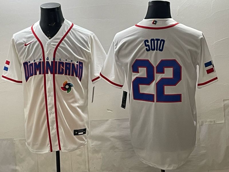 Men 2026 World Cub #22 Soto White Game Nike MLB Jersey style 007->->MLB Jersey